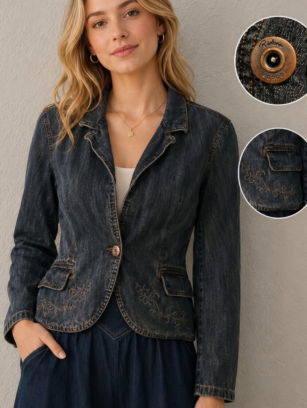 Vintage RIDERS Copper Collection 1980s Embroidered Denim Jacket